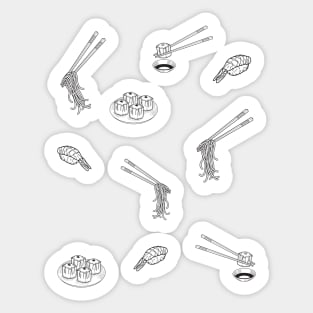 Japanese Foods Pattern Black Sticker